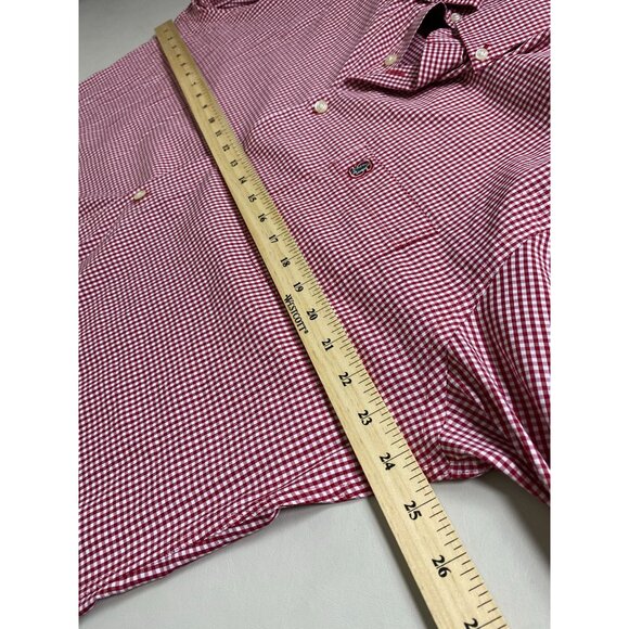 Peter Millar Mens Red Gingham Button Up Shirt size Large Cardinal Stanford Logo - Picture 7 of 15